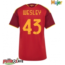 Camiseta AS Roma Wesley Franca #43 Primera Equipación para mujer 2026-27 manga corta